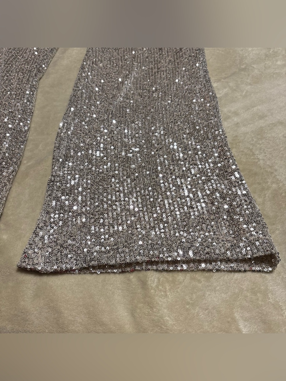 Aakaa Silver Sequin Wide Leg Pants - Picture 2 of 9